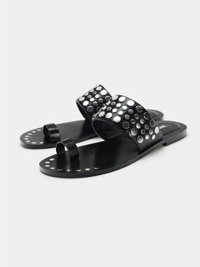 Zara Black Slide Sandals with Silver Studs